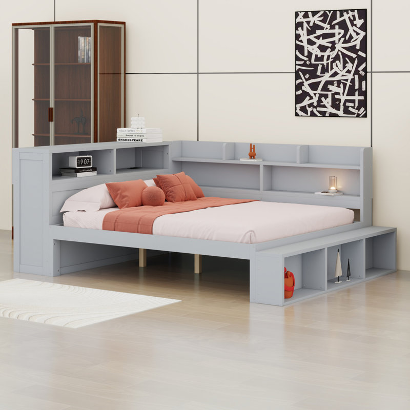 Lit de jour avec rangement et ports USB, confort et connectivité combinés, Gris