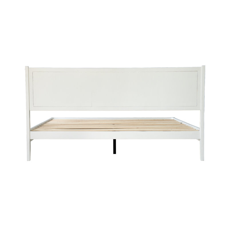 King Size Solid Wood Platform Bed Frame, Headboard & Footboard, Center Metal Legs, 12 Durable Slatted Structure, No Box Spring Needed, Anti-Slip & Noise-Free, Easy Assembly, Pure White Finish