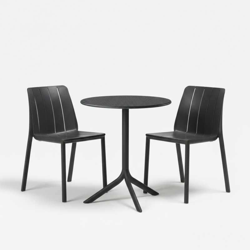 2 - Person Patio Dining Set with Round Table, Dark Grey