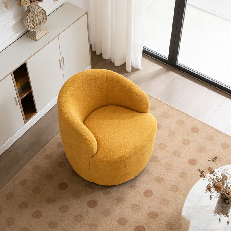 Teddy Fabric Swivel Accent Armchair Barrel Chair, Yellow