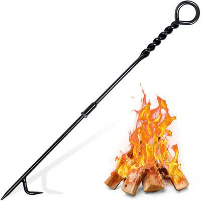 26 Inch Heavy-Duty Fire Pit Poker with Ring Twist Handle – Detachable 2-in-1 Steel Fireplace Tool for Indoor & Outdoor Use