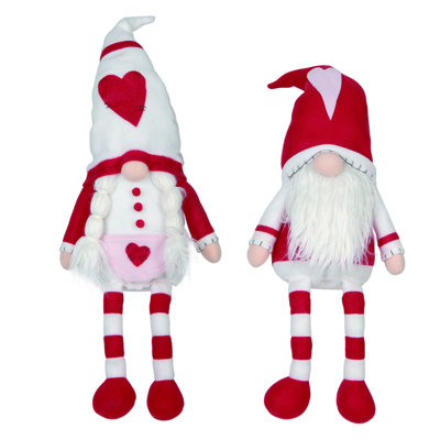 Ensemble de 2 décorations pour la Saint-Valentin gnome en peluche 