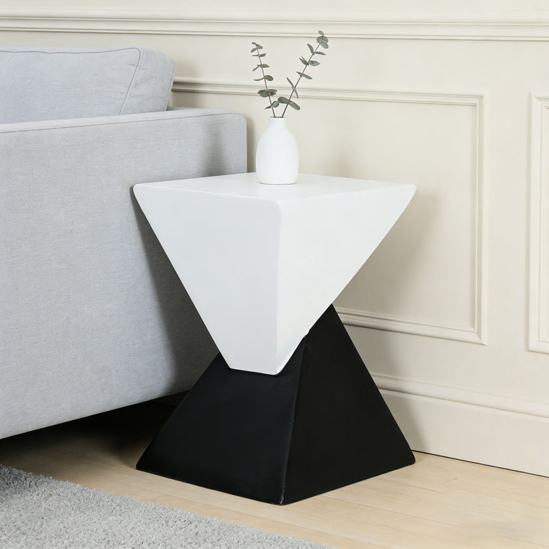 Table d'appoint d'extérieur MGO, beige, Noir, blanc