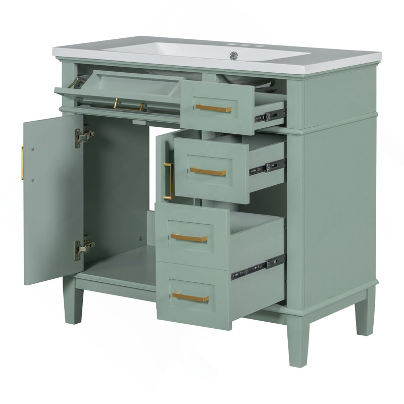 Meuble-lavabo élégant avec lavabo en résine et grand espace de rangement, un mélange parfait de fonctionnalité et d'élégance
