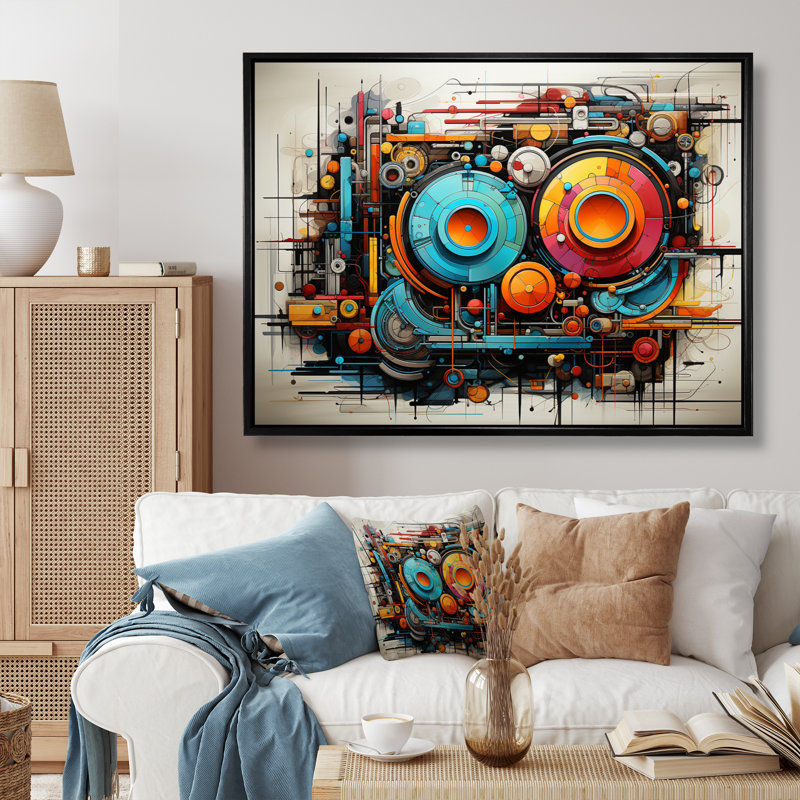 Futuriste fusion II - impression, Cadre flottant noir, 30" H x 40" W