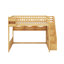 Grand lit mezzanine en bois avec escalier et garde-robe, tablettes de rangement et espace sous le lit-946739585