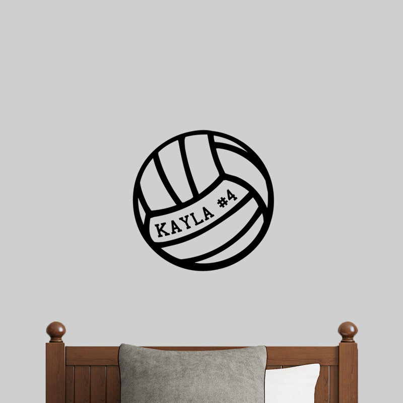 Décalcomanie murale personnalisable volleyball custom, Noir, Oui