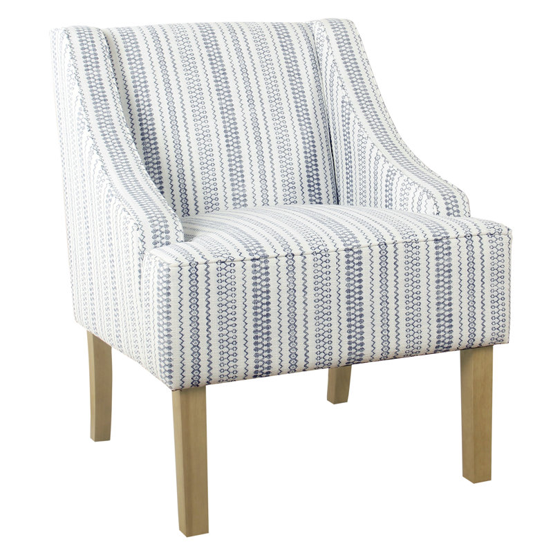 Fauteuil d'appoint Adona, 100% coton rayé bleu / blanc