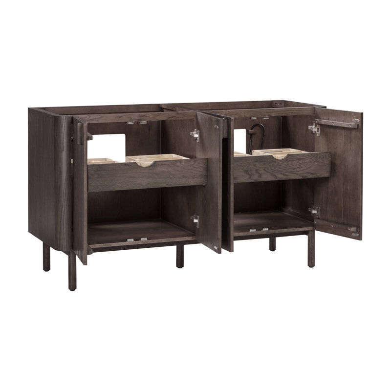Blakely 60'' Double Bathroom Vanity Base Only, Brown