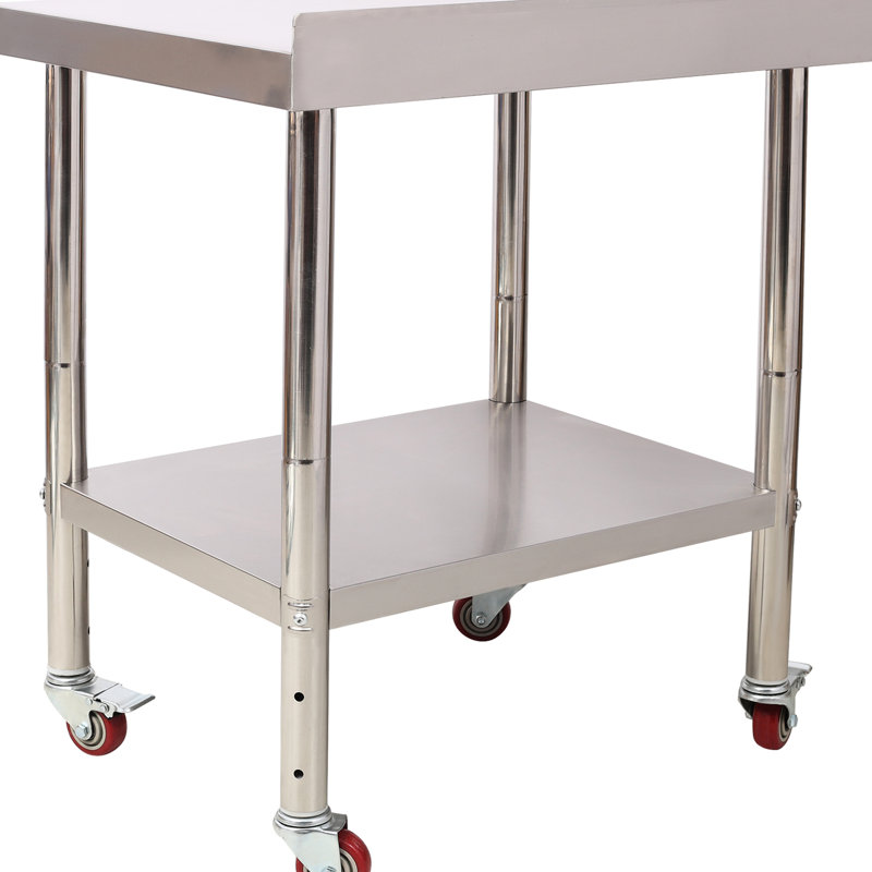 Table de travail en acier inoxydable d'une capacité de charge de 30 1/2 x 35 1/2 pouces avec capacité de charge de 440 lb avec une conception robuste, un dosseret, une tablette réglable et 4 tables de préparation d'hôtel