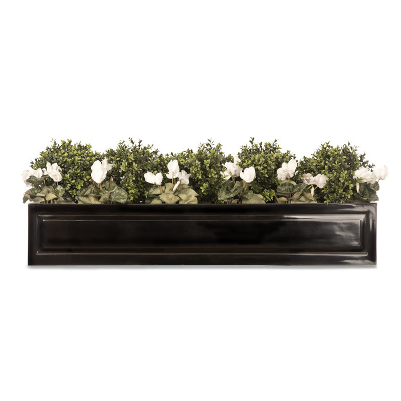 Haldeman Fiberglass Window Box Planter, Black, 23cm x 23cm x 91cm