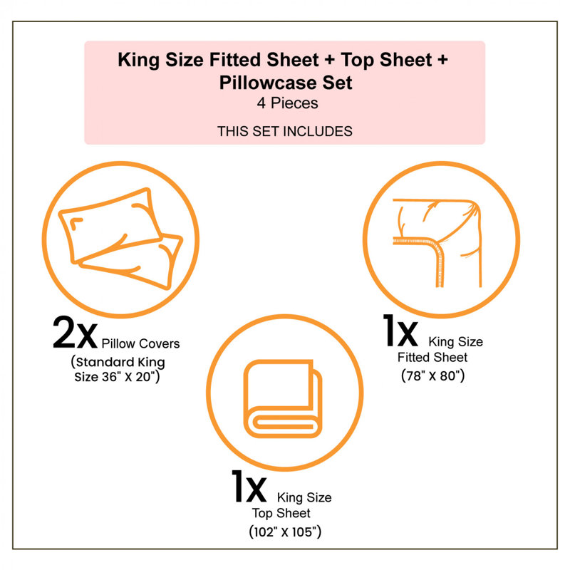 Microfiber Sheet Set, King Sheet Set with Fitted Sheet and 2 Pillowcases