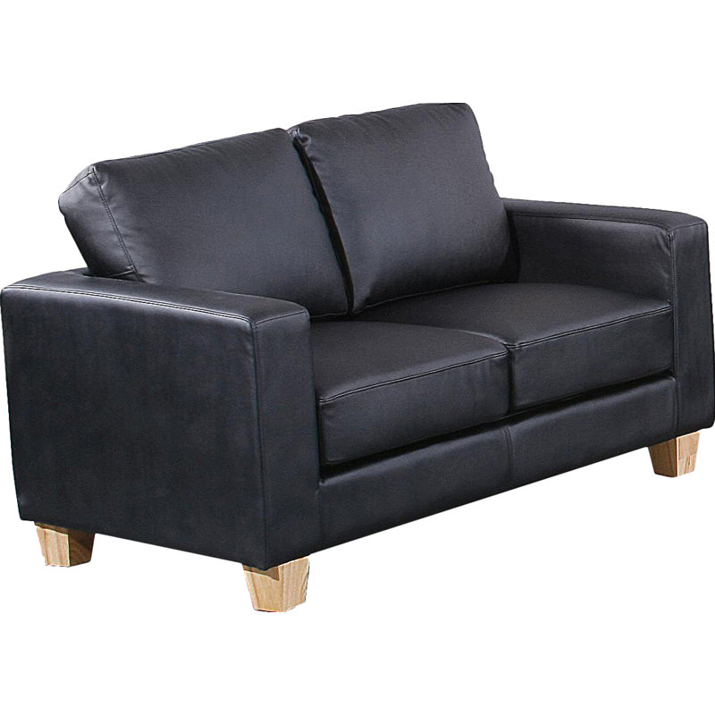 Peyton Faux Leather Loveseat, Black