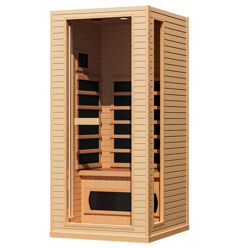 1 Person Infrared Sauna, Full Spectrum Indoor Dry Sauna with Rapid Heating 4 Carbon Panels&1 Carbon Tube, Bluetooth and 7 Color Therapy Lights, 110V
