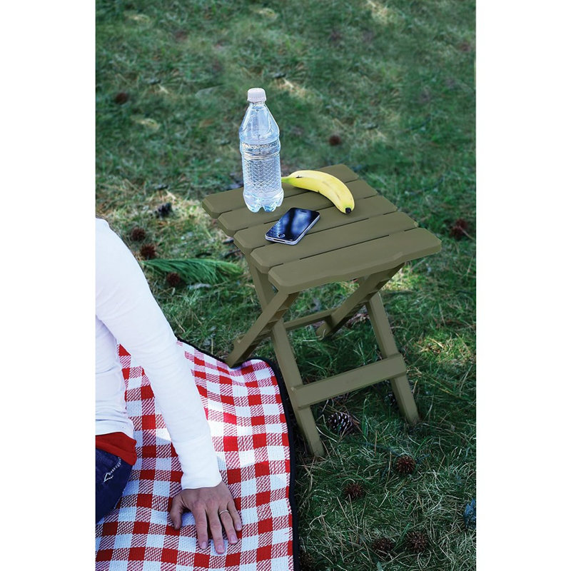 Quick-Folding Outdoor Adirondack Side Table, Durable Plastic Accent Table, Sage Color
