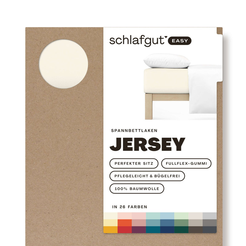 100% Cotton Jersey Knit Fitted Sheet, L 140 x 200cm - 160 x 200cm, Yellow Light