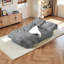 Lit convertible 2-en-1, matelas en mousse viscoélastique, 3 places assises, peu encombrant, velours côtelé, mousse de siège antidérapante, conception haute densité