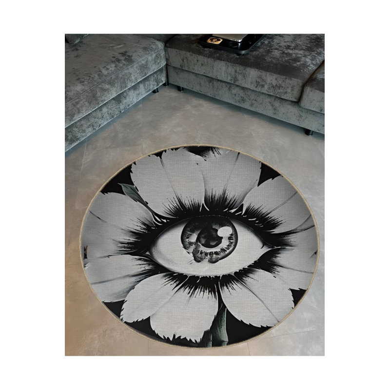 Tapis tissé à motif de fleurs, Rond 4 pi