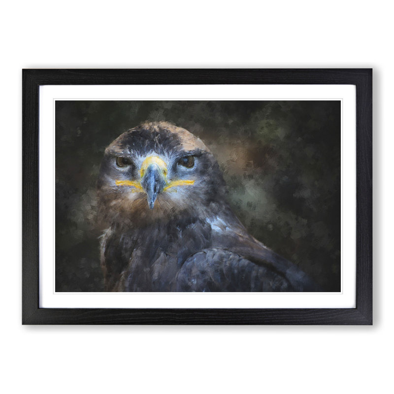 Golden Eagle Vol.1 - Picture Frame Painting, 27cm H x 36cm W x 2cm D, Black Framed