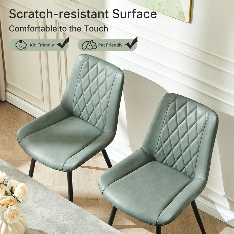 43cm H Upholstered Metal Side Chair, Green