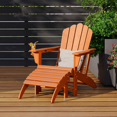 Outdoor Poly Adirondack Chair With Ottoman