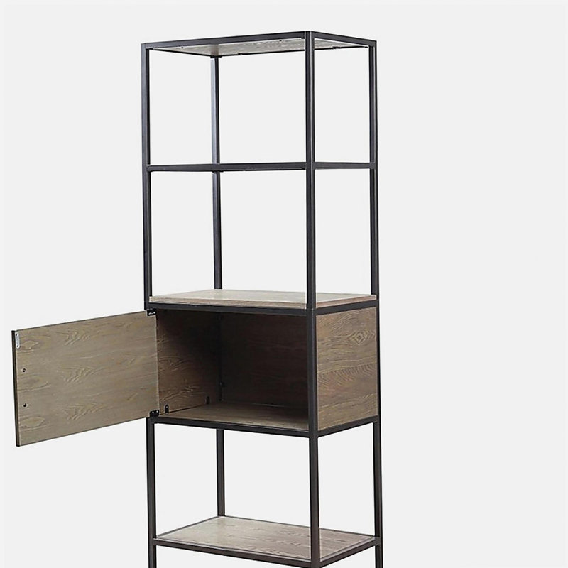 Three-tier bookshelf with storage cabinet