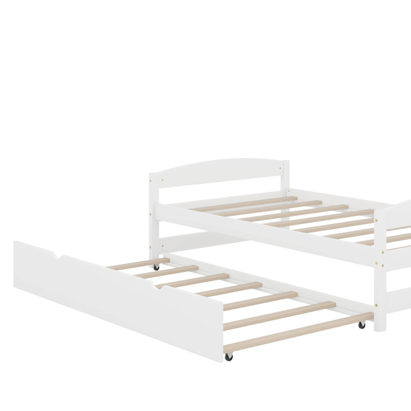 Lit plateforme simple avec lit gigogne, Blanc
