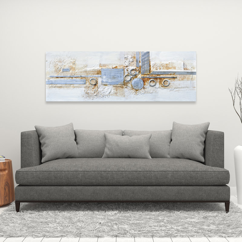 Toile à finition abstraite en métal | Décor industriel gris