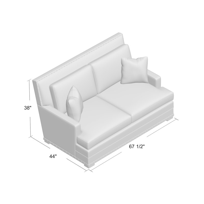 Cantor 67.5" Recessed Arm Loveseat with Reversible Cushions, Cream Chenille 1345-002, Antique Gold