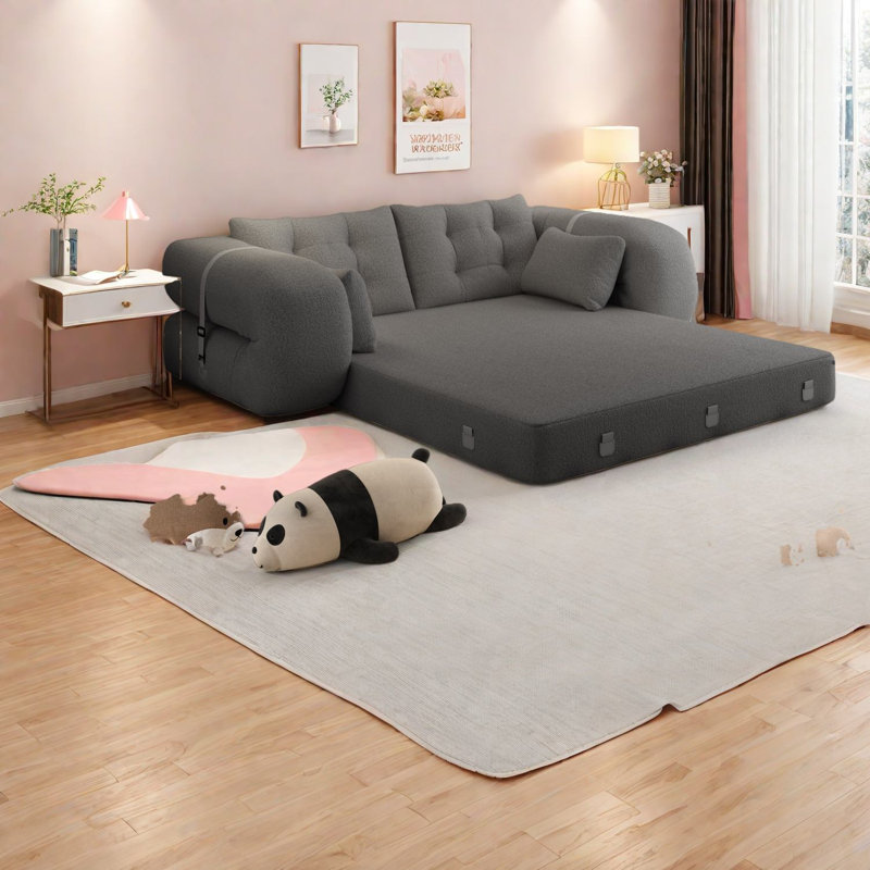 Compression Multifunctional Sofas, Teddy Fabric Modern Home Sleeper