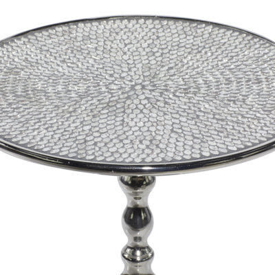 Aluminum Metal Side End Silver Accent Table