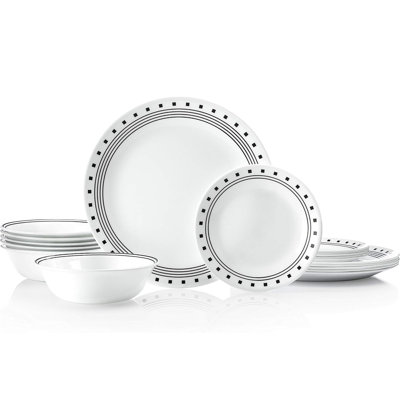 Service de table 18 pièces pour 6 services de vaisselle triple couche en verre