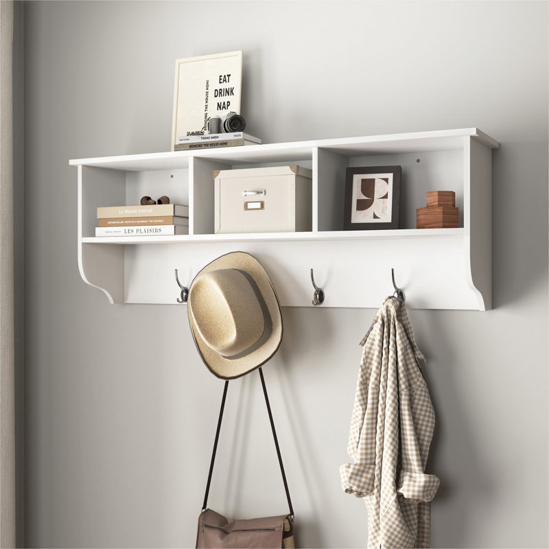 Accent Shelf with Hooks, Wall Mounted Coat with Hooks