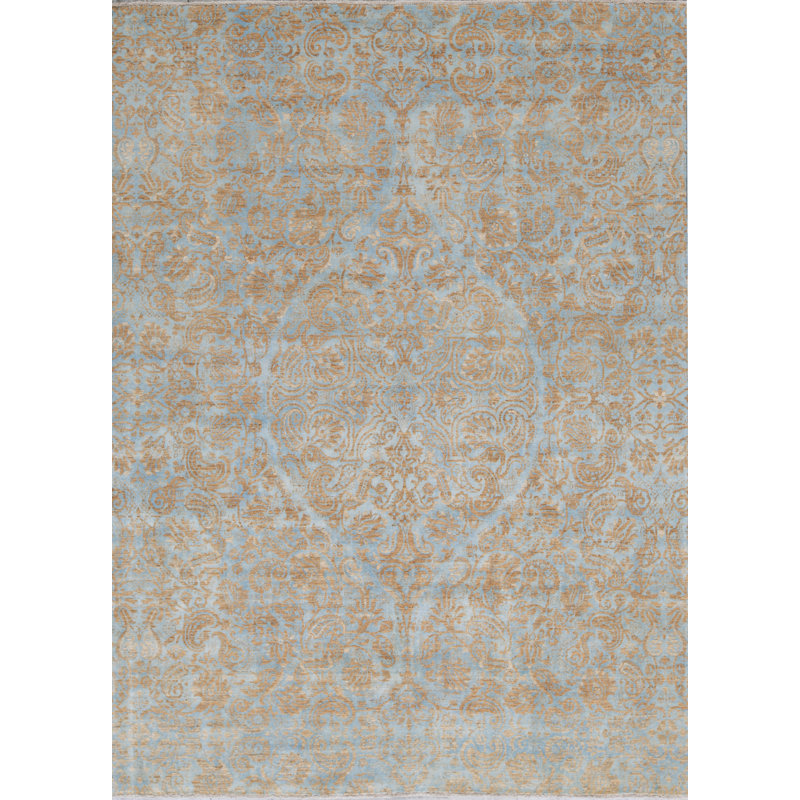 Aryana Hand-Knotted High-Quality Light Blue/Sand Area Rug