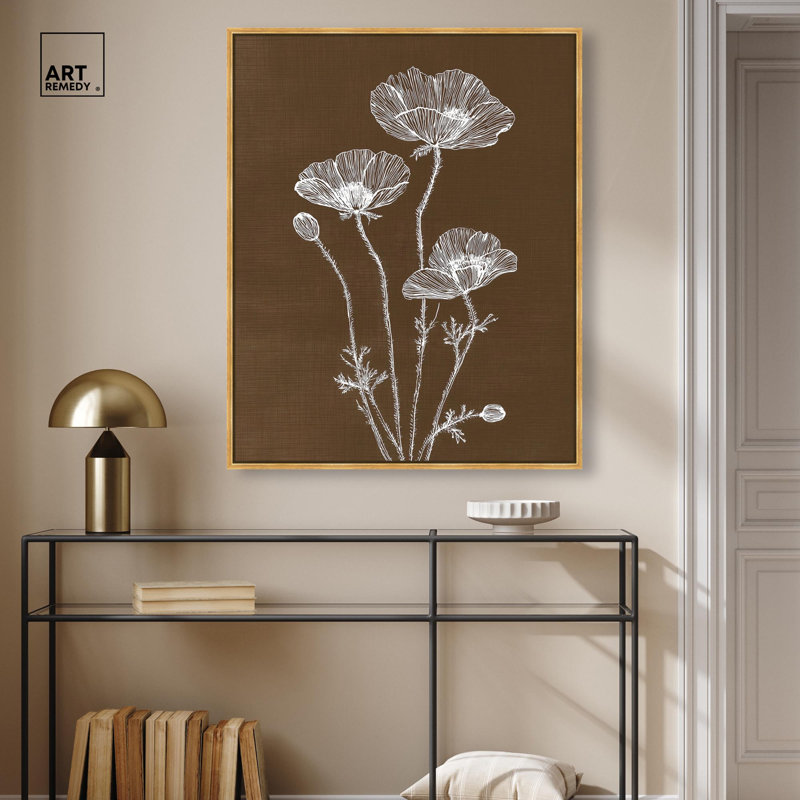 «White Poppy II», impression sur toile Boho Rustic par Art Remedy, cadre blanc, 36 x 45, H 46 po x l 37 po, Cadre blanc