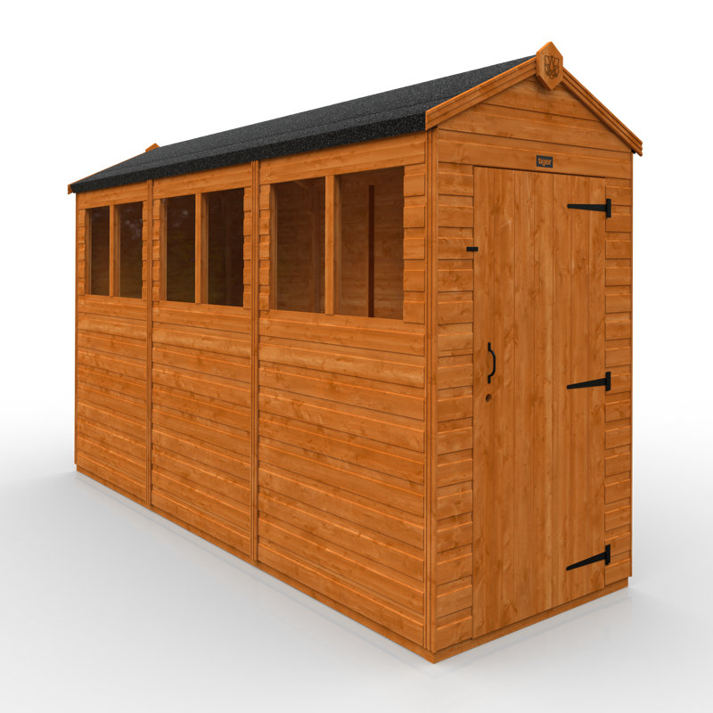 TigerFlex® Modular Buildings 4 ft. W x 12 ft. D Solid Wood Tongue & Groove Apex Tool Shed