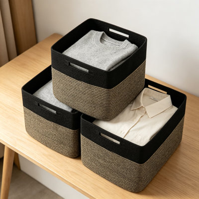 13 bacs de rangement cubiques, paquet de 3 paniers tissés en corde de coton pour étagères, chambre de bébé, rangement pour garde-robe