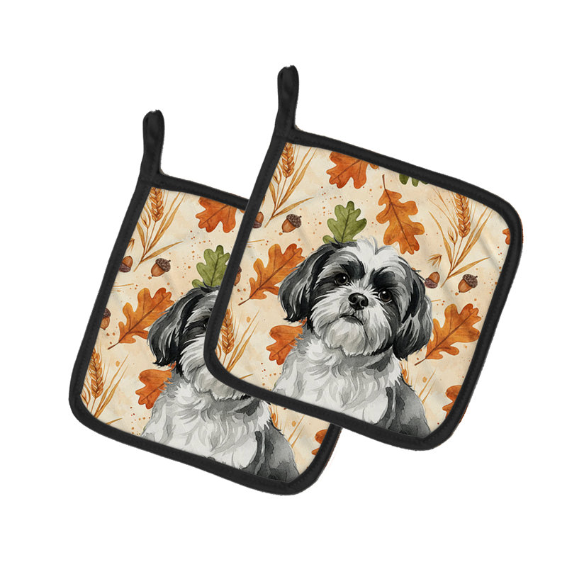 Paire de porte-casseroles Shih Tzu Heirloom noir et blanc