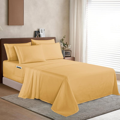 Elegant Comfort 1500 Premium Quality 6-Piece Bed Sheet Set - 18-24 Inch Extra Deep Pocket, Smart Storage Pockets, Wrinkle Free Ultra Soft 6PC Extra Deep Pocket Sheets
