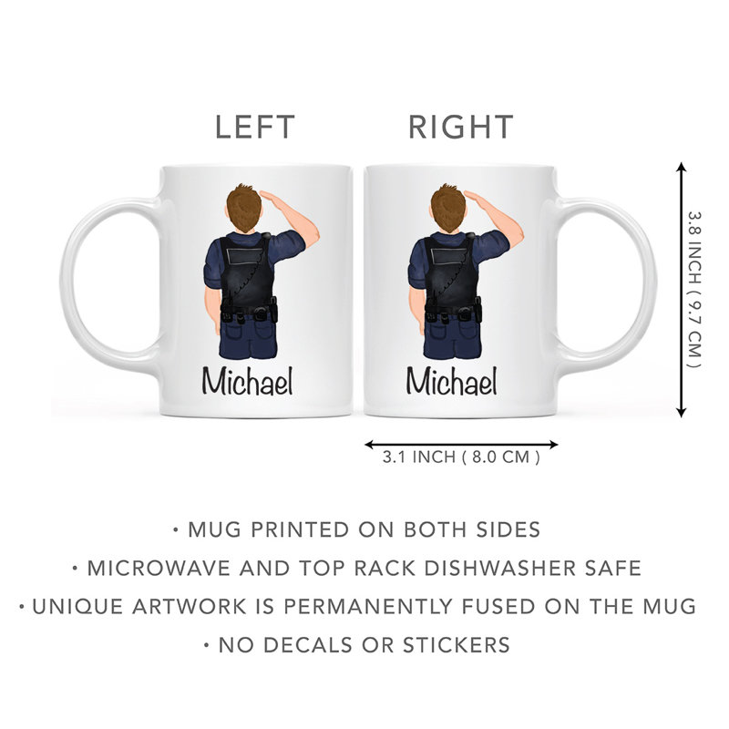 Tasse à café personnalisée, Blanc / brun, homme, agent de police 27, Oui