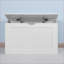 Banc de rangement relevable avec charnières de sécurité, blanc cassé | Hall d'entrée | Panneau de fibres à densité moyenne