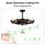 Ventilateur de plafond 33 pouces avec télécommande Dia, moteur à courant continu, 6 vitesses, 3 pales pour la salle à manger, l'entrée, la cuisine, le grain de bois