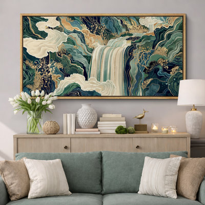 Hokusai Ukiyo-e Japanese Waterfall Living Room Extra Large Pictures Framed Canvas Print Wall Art