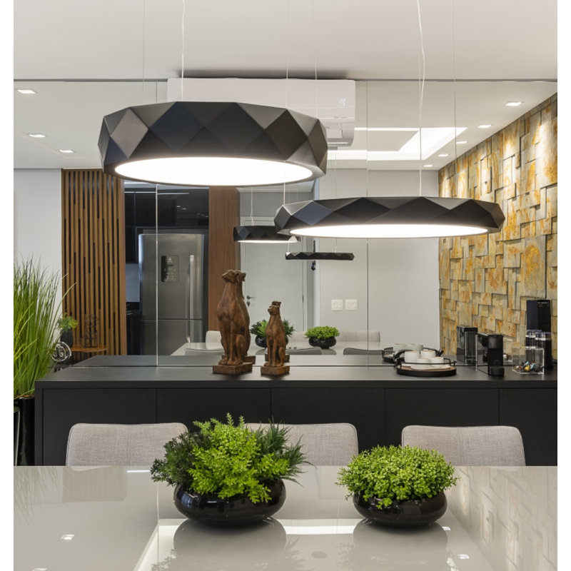 1 - Light LED Pendant, Imbuia, 4.68" H x 39" W x 39" D