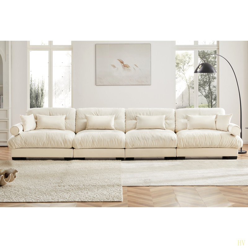 Canapé modulaire en velours surdimensionné Comfort, Velours blanc