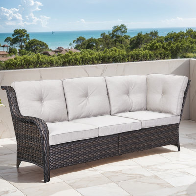 Canapé modulaire d'extérieur en osier avec coussins 73,62 po Deb