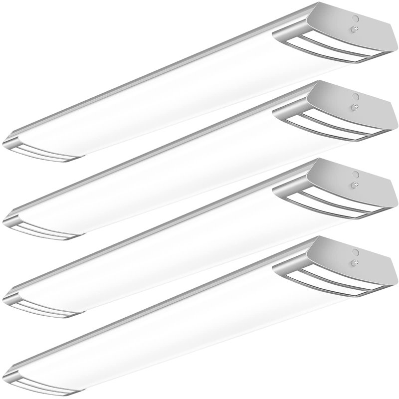 4FT LED Flush Mount Puff Lights, 40W 4500LM Linear Light, 5000K Daylight White, 4 Foot Integrated LED Wraparound Ceiling Lighting Fixtures For Kitchen Laundry, Fluorescent Replacement, 4 Pack