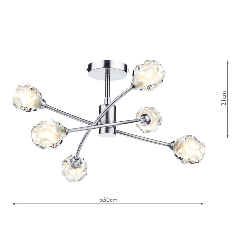 Mcdermott Glass Semi Flush Mount, Satin Chrome