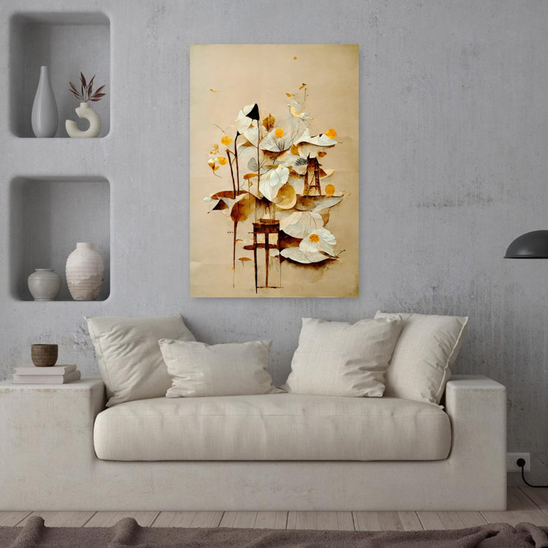 Art contemporain contemporain abstrait délicat, H 36 po x l 24 po