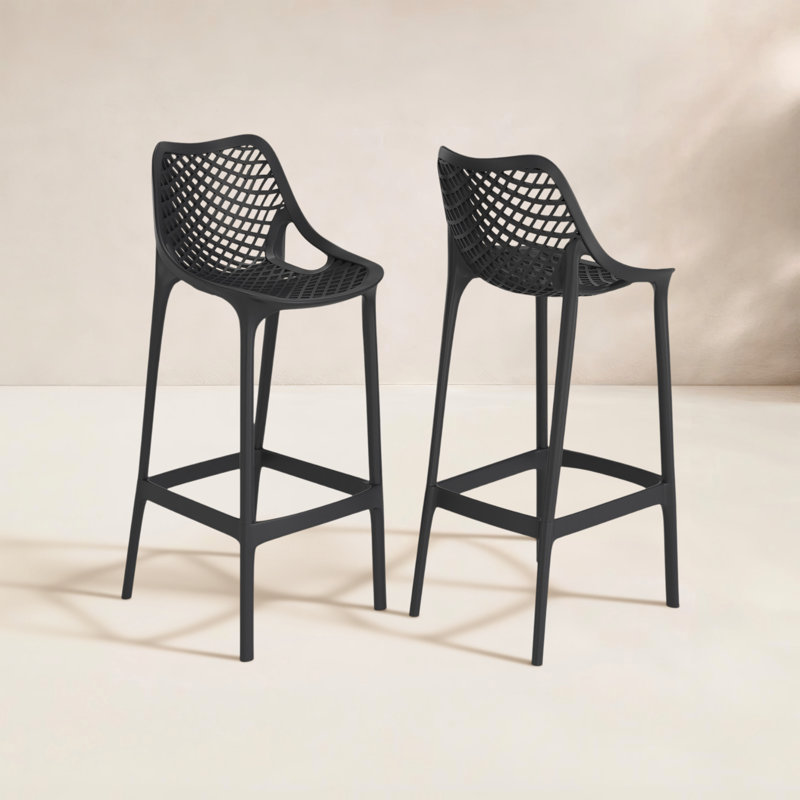 Farrah Patio Bar Stool, Black, 29.5"